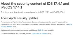 Apple spiegazione ufficiale patch 17.4.1 di ios