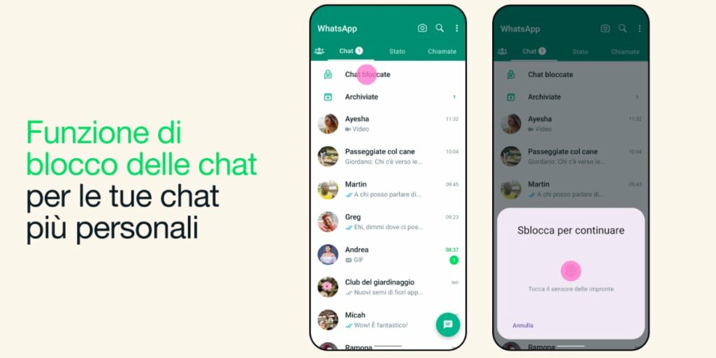 Lucchetto chat di Whatsapp