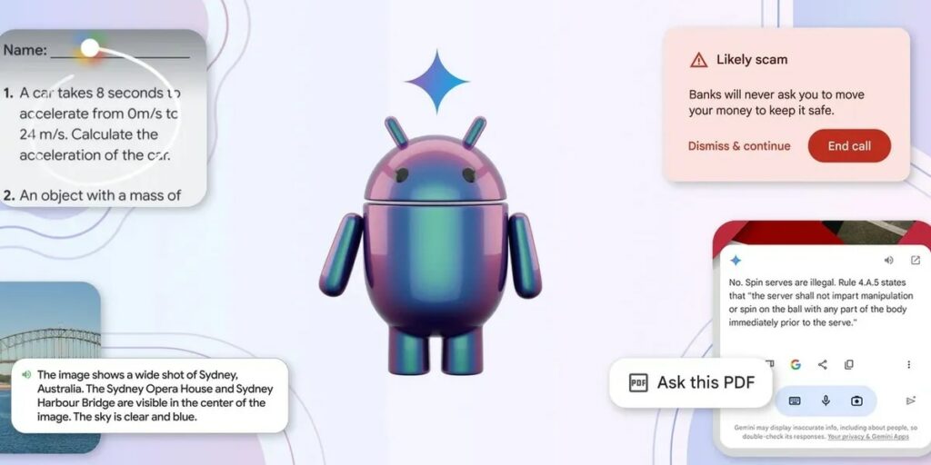 mascotte di android 15 potenziato da intelligenza artificiale